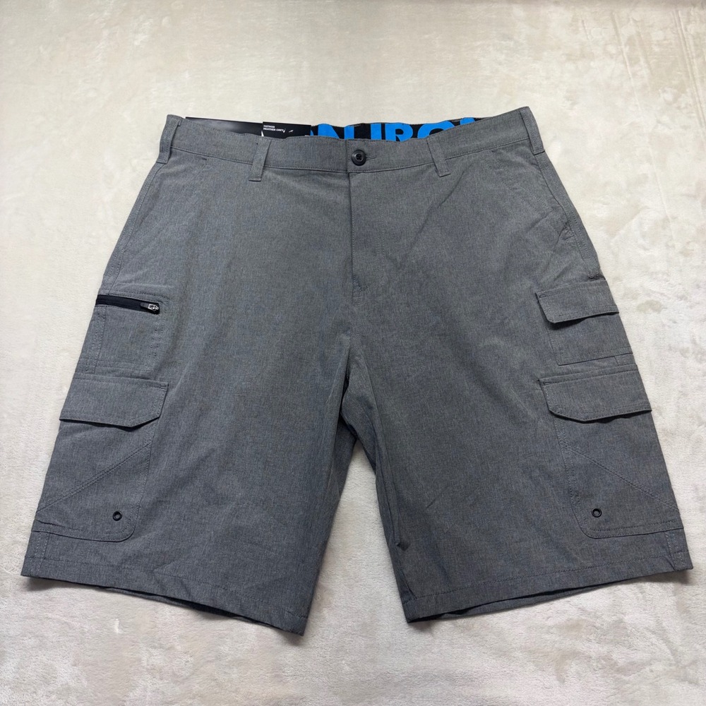 Iron Co Mens Stretch Hybrid Cargo Shorts Heather Grey 38 11" Inseam I427902S